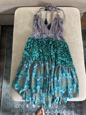 Boho Ocean Floral Halter Dress